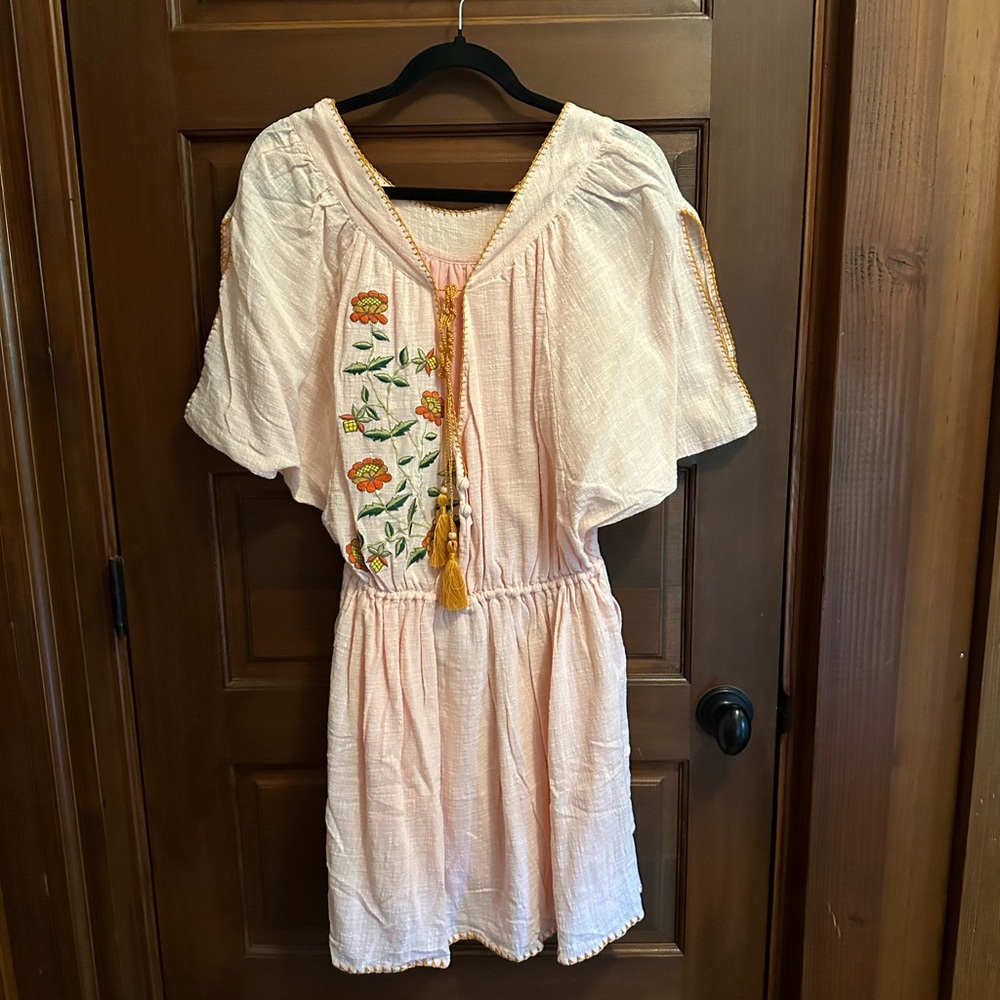 NWT Chasing Unicorns Rose Garden Cotton Embroidered Mini Dress Generous Fit - Picture 3 of 9